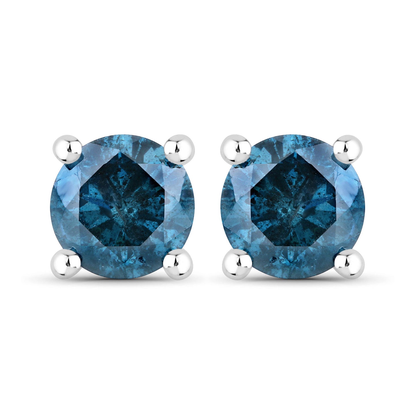 Blue Diamond Round Earrings