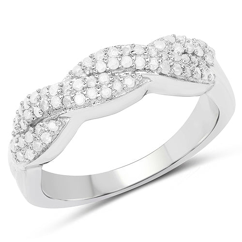 White Diamond & Sterling Silver Ring