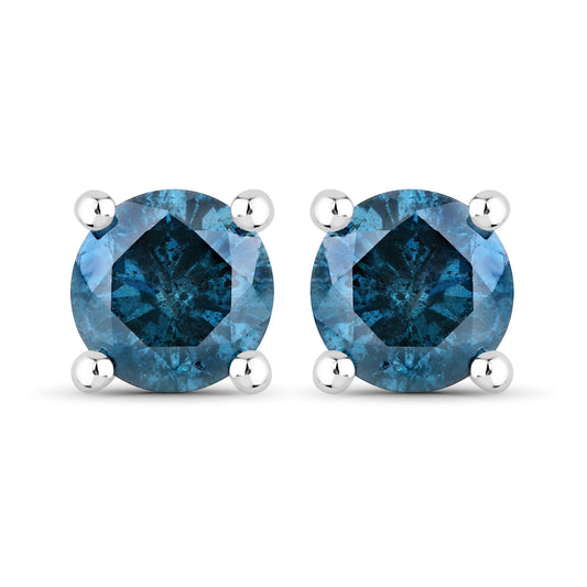 Blue Diamond Round Earrings