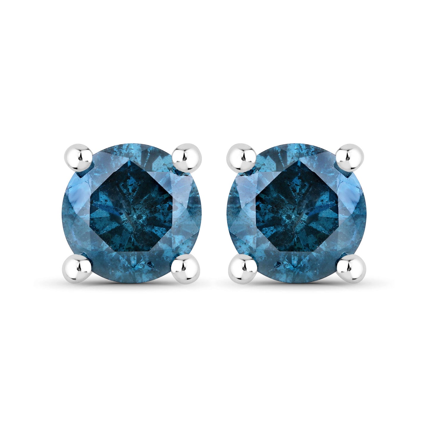 Blue Diamond Round Earrings