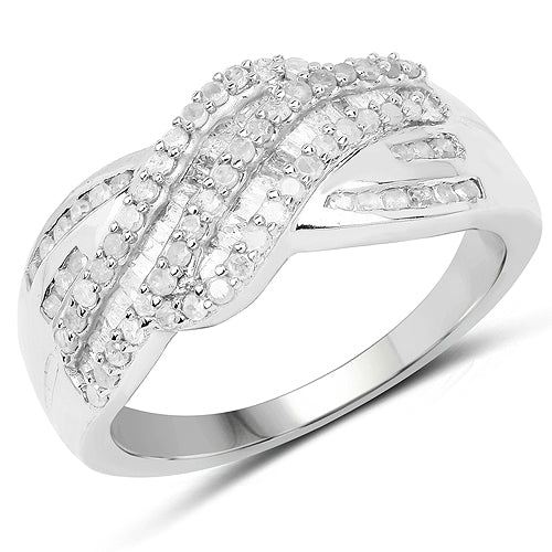 White Diamond & Sterling Silver Ring