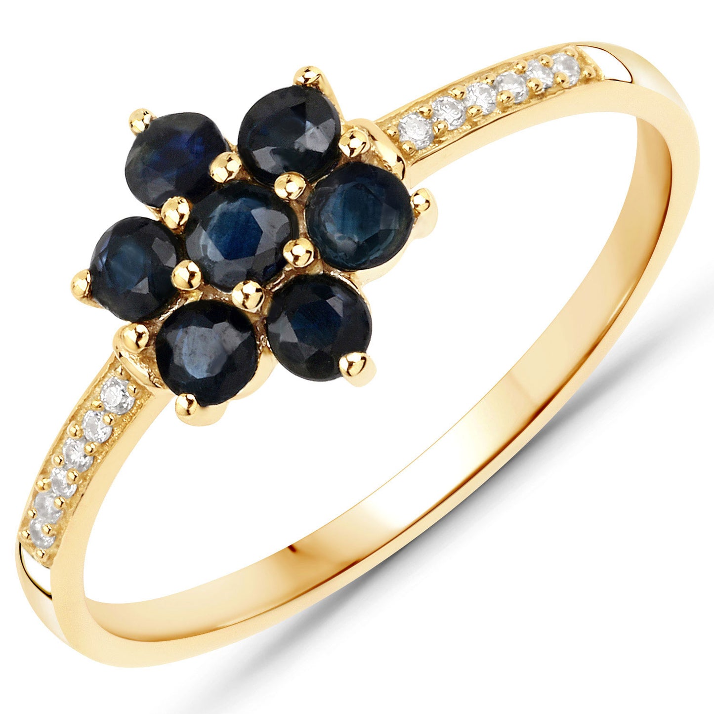 Blue Sapphire Flower Ring