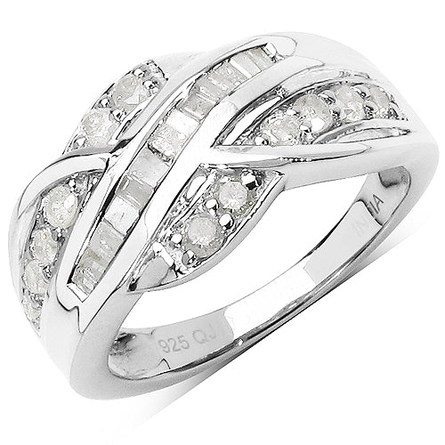 White Diamond & Sterling Silver Ring
