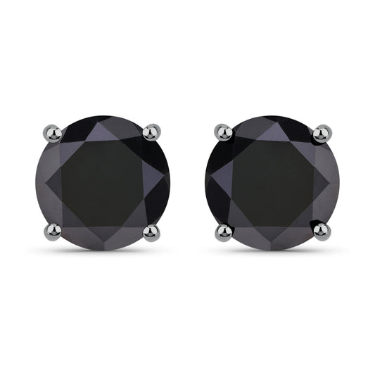 Black Diamond Round Earrings